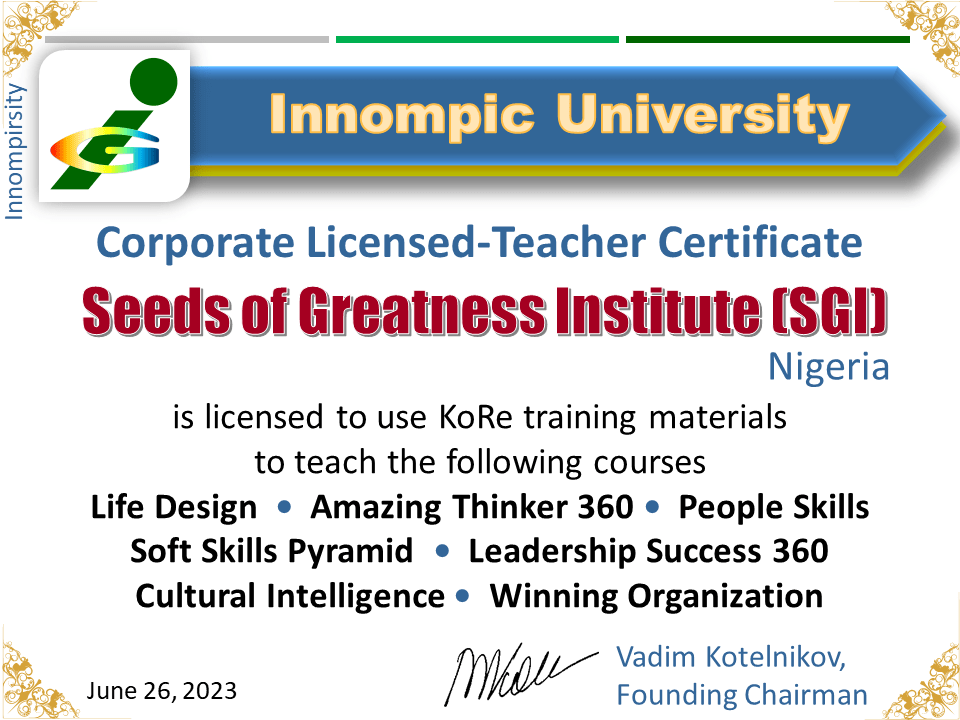 KoRe Licensed Teacher corporate certificate licensed trainer company