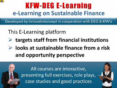 KfW-DEG e-Learning on Sustainable Finance, financial institutions