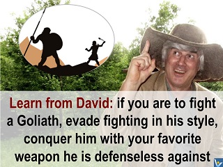 Hiow to win against a strong enemy quote Vadim Kotelnikov David Goliath