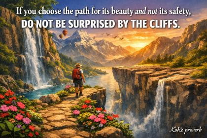 KoRe proverb: If you choose the path for its beauty and not its safety, do not be surprised by the cliffs.