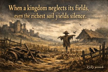 KoRe proverb: When a kingdom neglecrs its fields even the richest  soil yields silence
