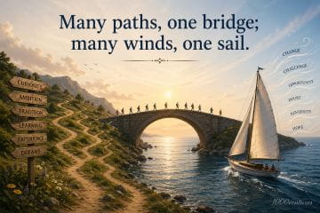 EU - Many paths, one bridge; many winds, one sail. KoRe proverb