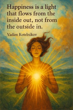 Happiness is the light that flows from inside out. V. Kotelnikov