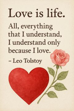 Love is Life. Leo Tolstoy. Illustrated Quote. AImage