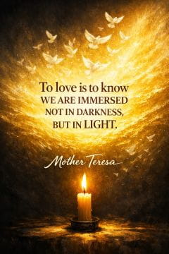 To love is to know we are immersed in light. Mother Teresa