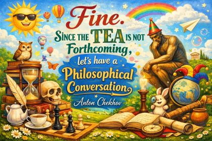 Funny image illustrating philosophical conversation and quote