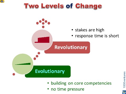 Revolutionary Change vs. Evolutionary Change - how to choose
