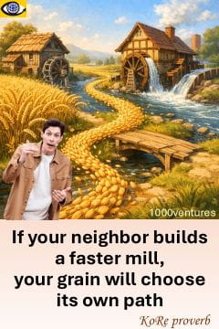 KoRe proverb: If your neighbor builds a faster mill, your grain will choose its own path.