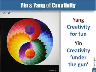 Yin and Yang of Creativity - creativity for fun and under the gun