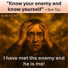 I have met the enemy and he is me! Know yourself and your inner enemies. KoRe e-Coach