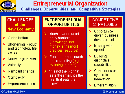 ENTREPRENEURIAL ORGANIZATION: Challenges, Opportunities, and Competitive Strategies