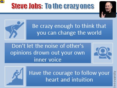 Steve Jobs' advace - be crazy enough to change thw world