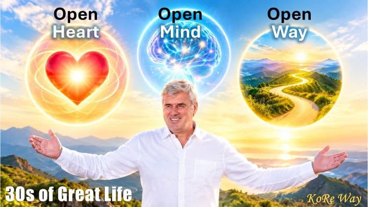 The 3Os of Great Life are Open Heart, Open Mind, and Open Way. KoRe concept by Vadim Kotelnikov
