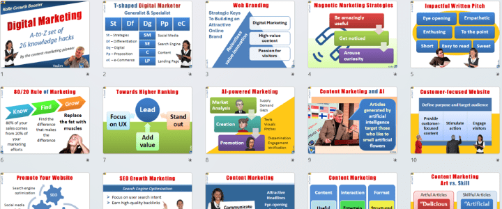 Ditital Marketing A-to-Z slides and noted for bloggers, speakers