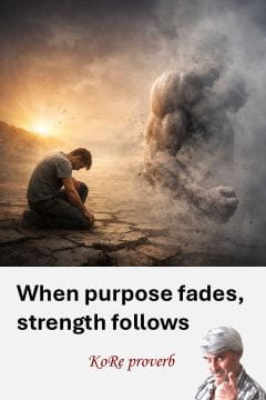 KoRe proverb: When purpose fades, strength follows.