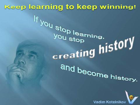 VadiK keep learning quote how to be a winner, messageful image