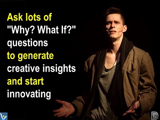 Creativity Innovation tips Ask Why? What If? questions to generate creative insights and start Innovating Dennis Kotelnikov Vadim