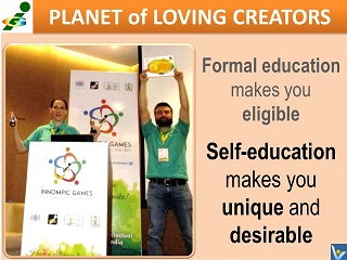 Self-education makes you unique and desirable Vadim Kotelnikov achievement quotes Planet of Loving Creators